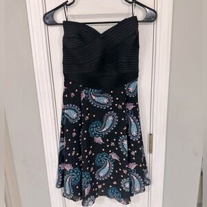 Express Womens Paisley Pattern A-Line Brae Top Dress Size S Back Zip